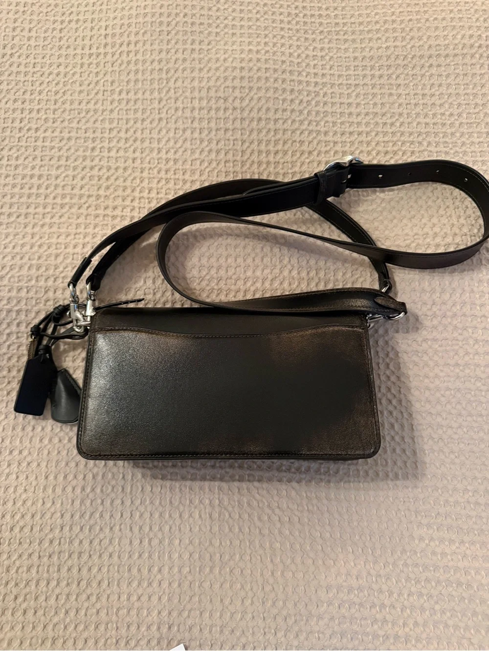 Coach Tabby 26 Rexy bag in Loved Leather Shoulder Bag with Silver Hardware